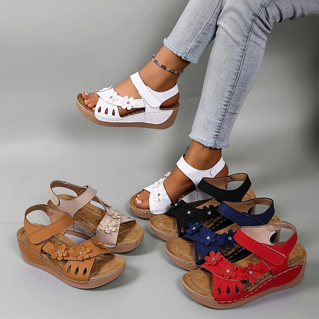 Fiorelia - Sandalias de cuña florales cómodas