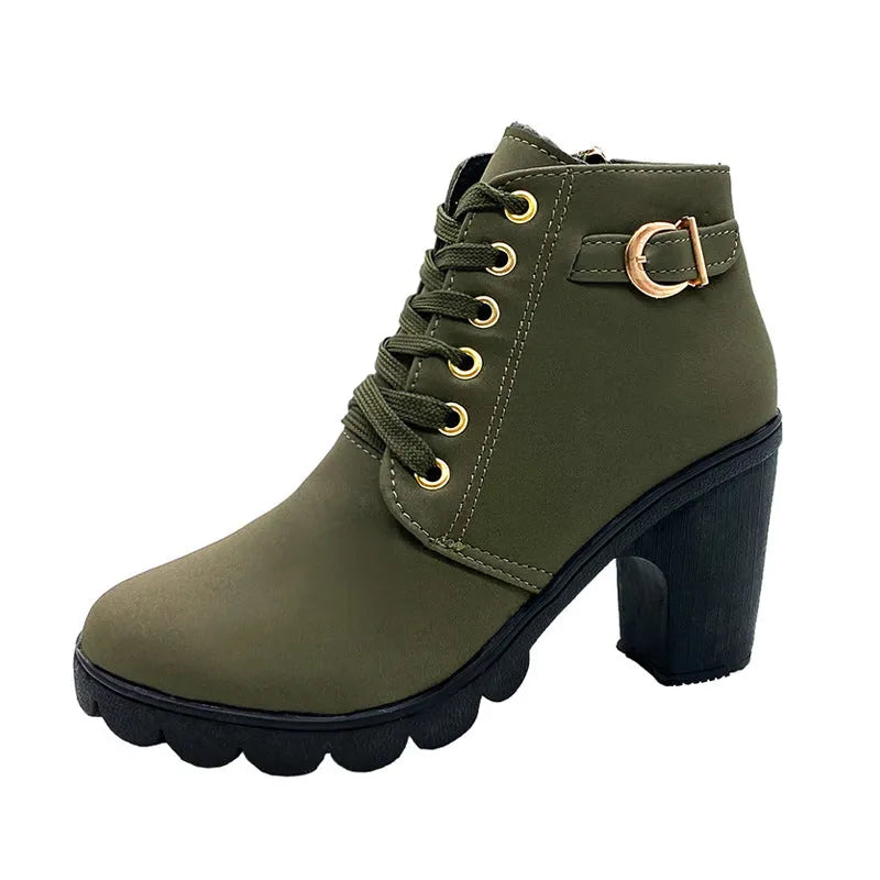 Mara - Botas de tacón ancho forradas en piel