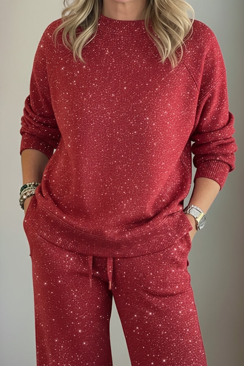Celia - Traje de chaqueta y pantalón con acabado brillante