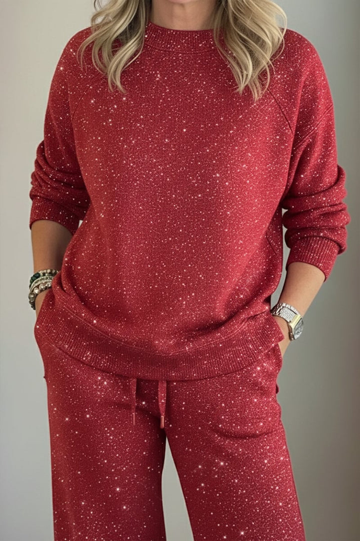 Celia - Traje de chaqueta y pantalón con acabado brillante