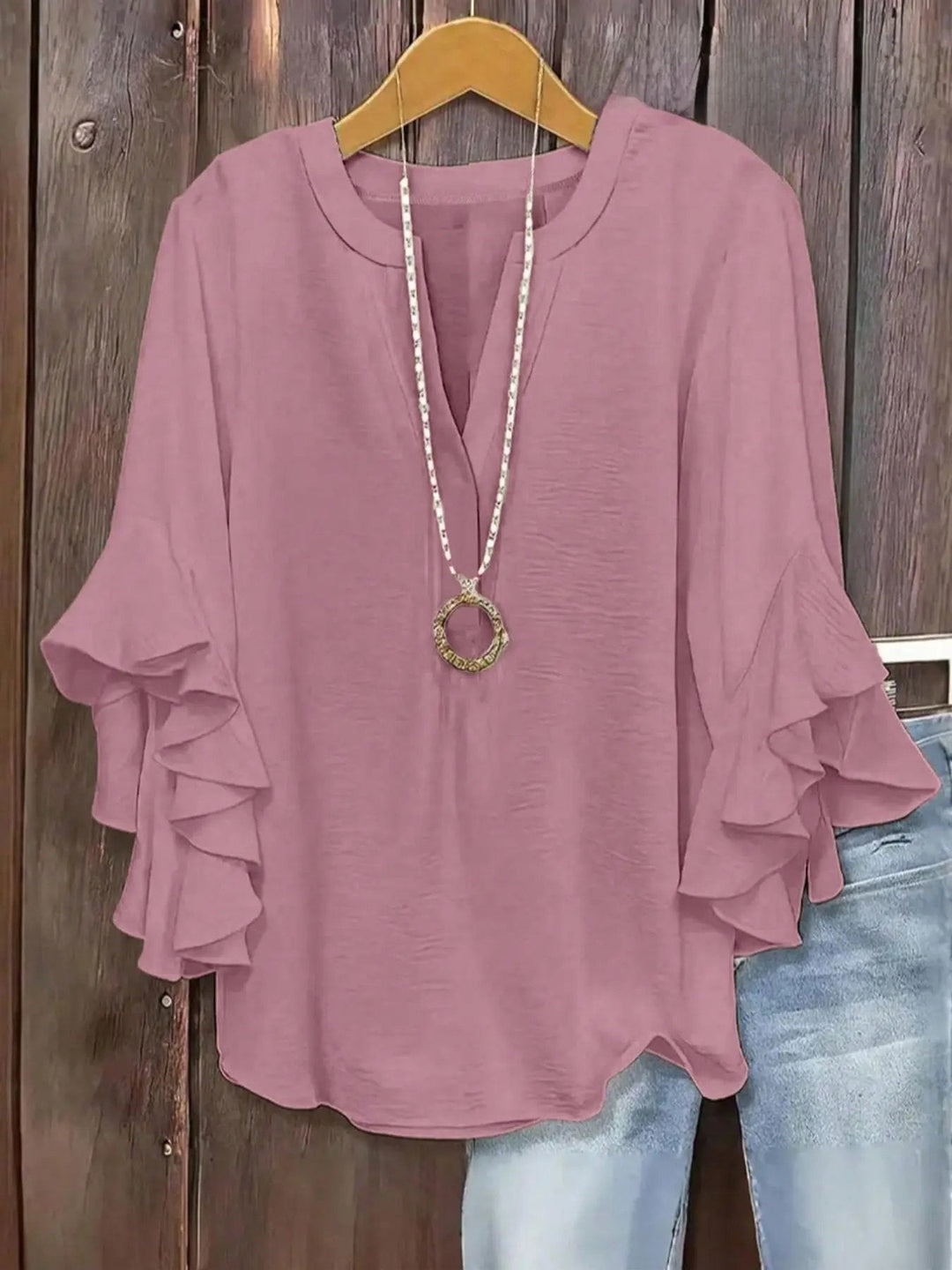 Norabelle - Blusa elegante con mangas fruncidas