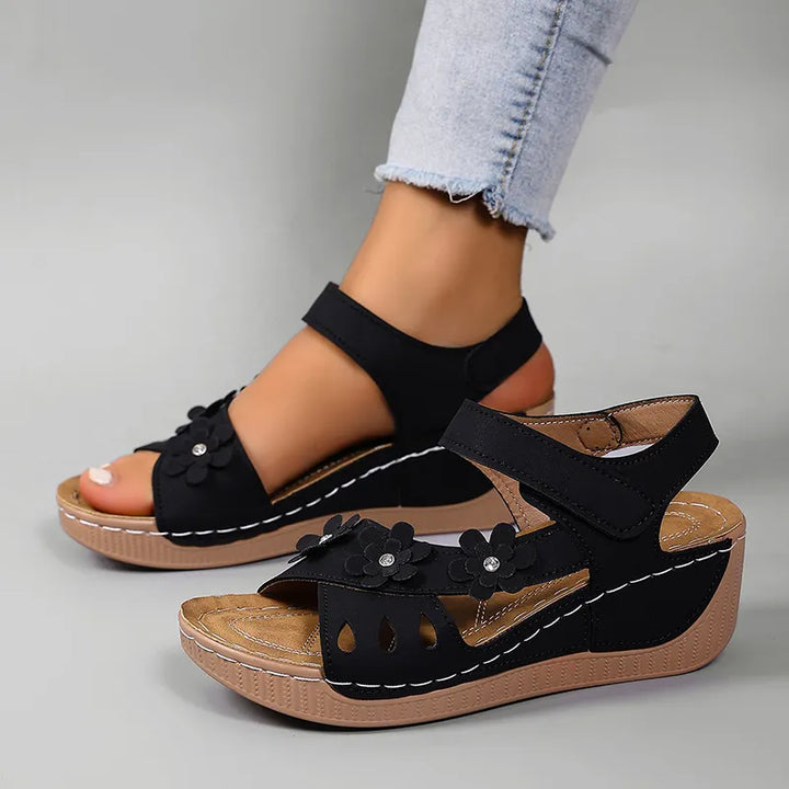 Fiorelia - Sandalias de cuña florales cómodas