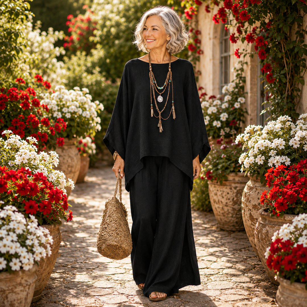 Annisette - Conjunto de dos piezas con pantalón de pernera ancha y tacto suave