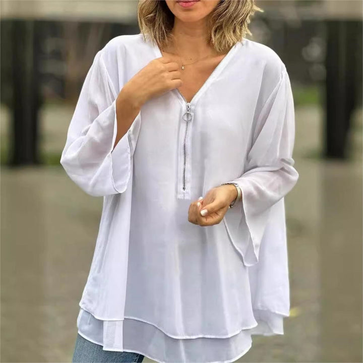 Brinavelle - Blusa túnica de gasa fluida