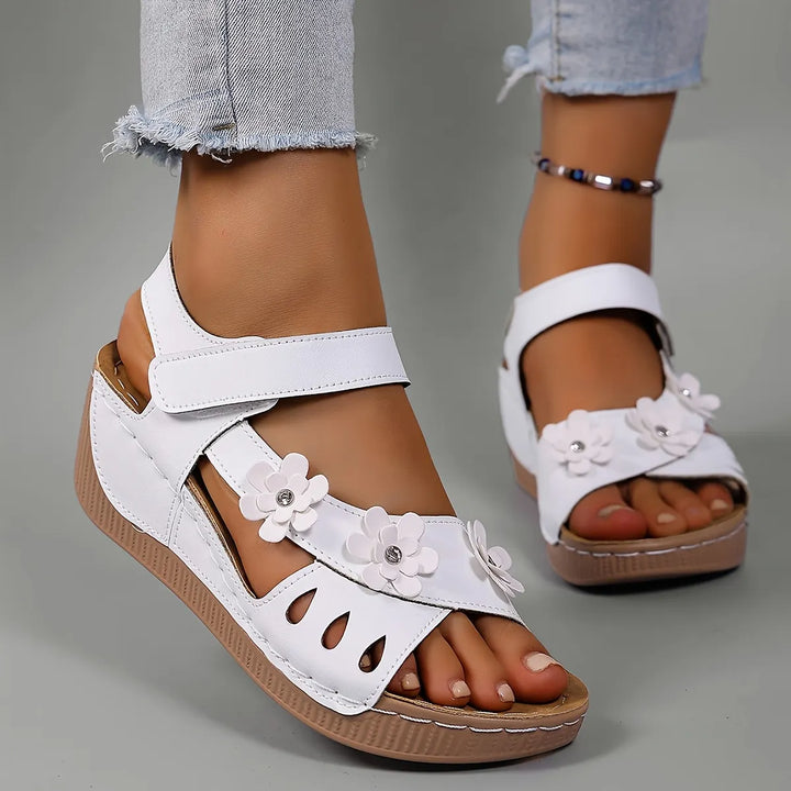 Fiorelia - Sandalias de cuña florales cómodas