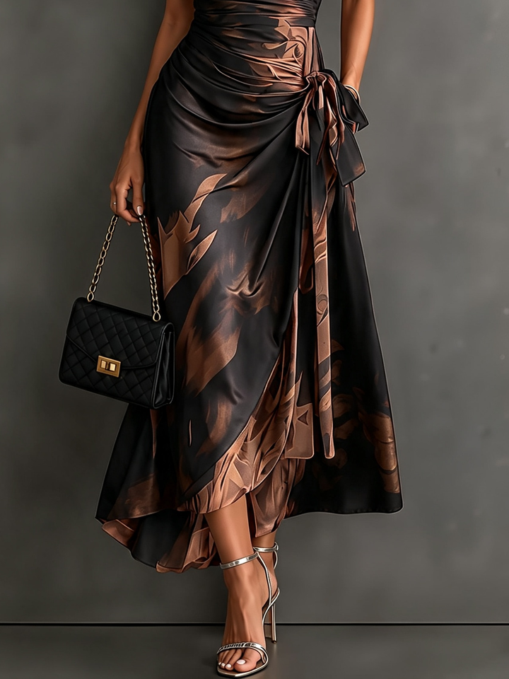 Roselle - Vestido largo con cuello camisero y caída sedosa