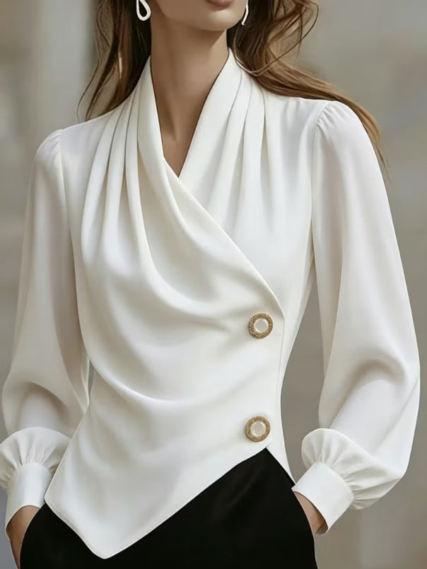 Ximena - Blusa de satén con drapeado elegante