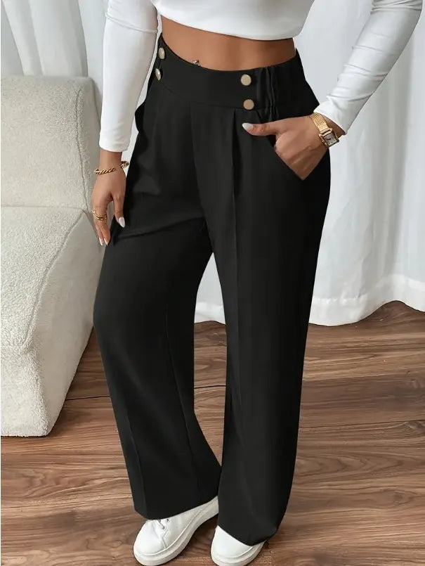 Ashlena - Pantalón de pernera ancha de tiro alto y tacto suave