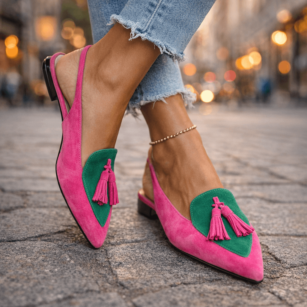 Delisia - Sandalias artesanales con tira de borlas
