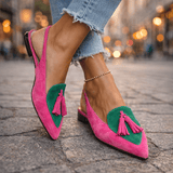 Delisia - Sandalias artesanales con tira de borlas