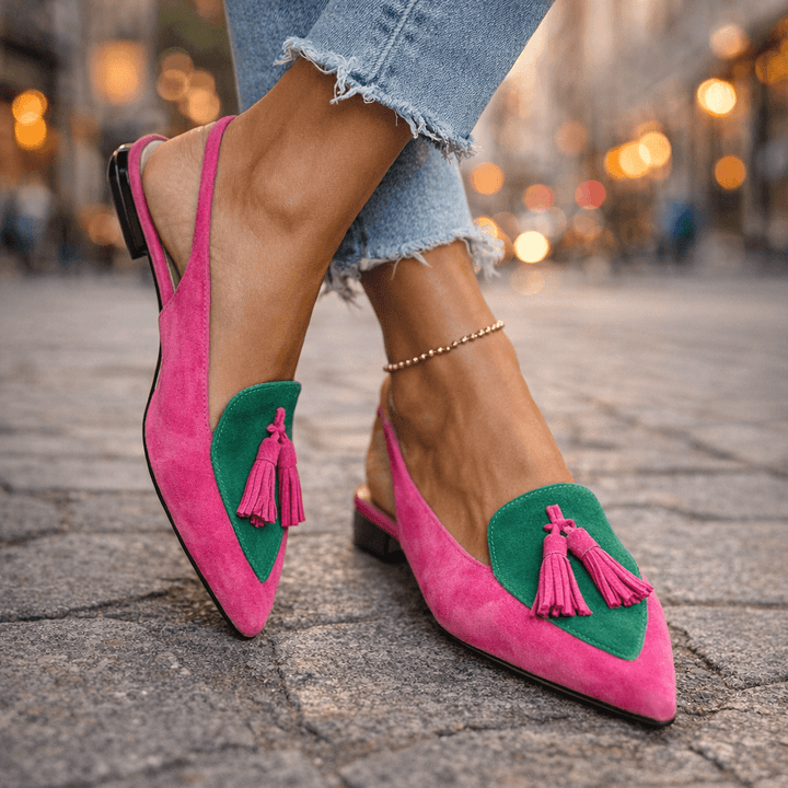 Delisia - Sandalias artesanales con tira de borlas