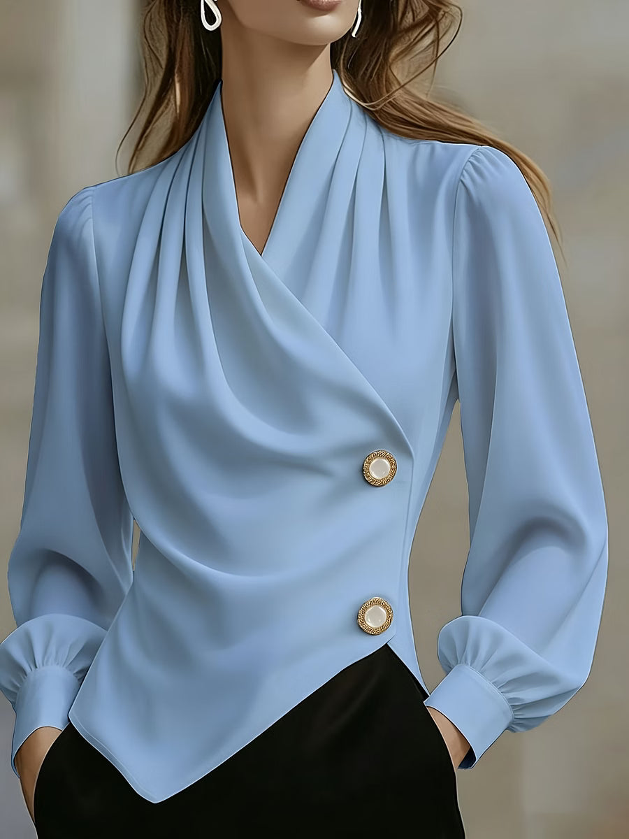 Ximena - Blusa de satén con drapeado elegante