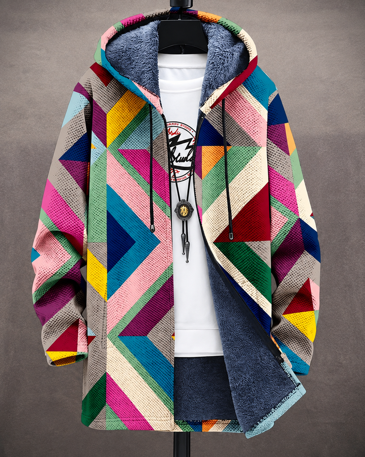Betha - Chaqueta con capucha con forro de terciopelo geométrico