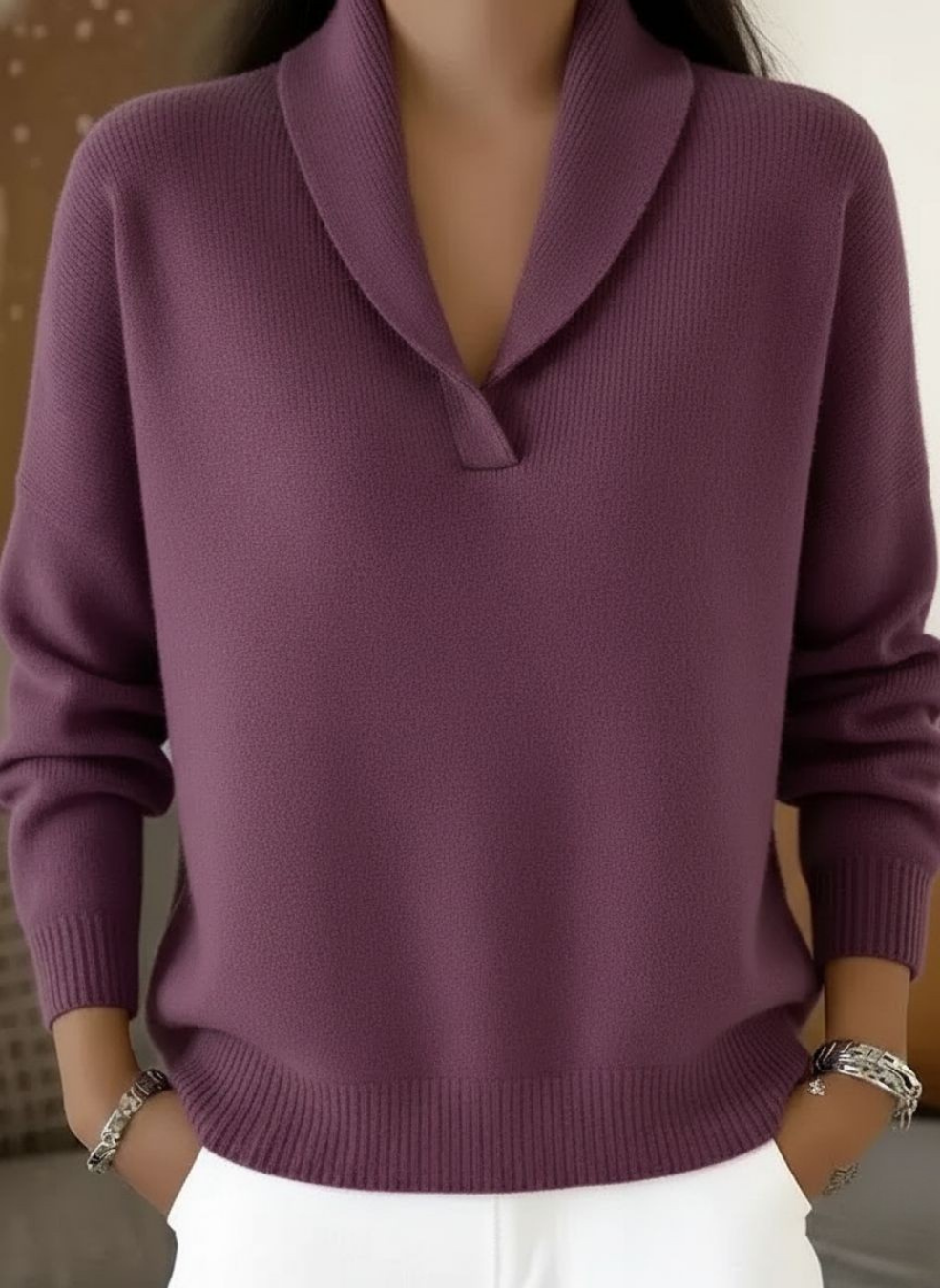 Cybele - Jersey de cuello pico suave al tacto
