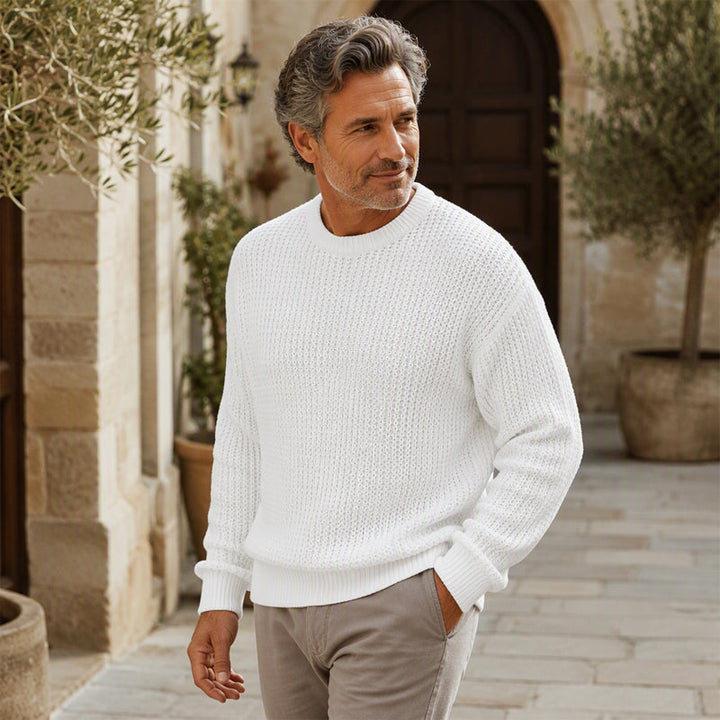Isric - Jersey de punto texturizado con cuello redondo