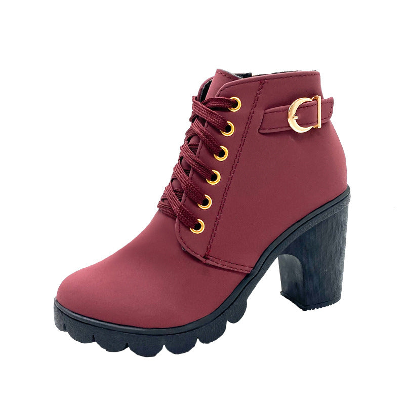 Mara - Botas de tacón ancho forradas en piel