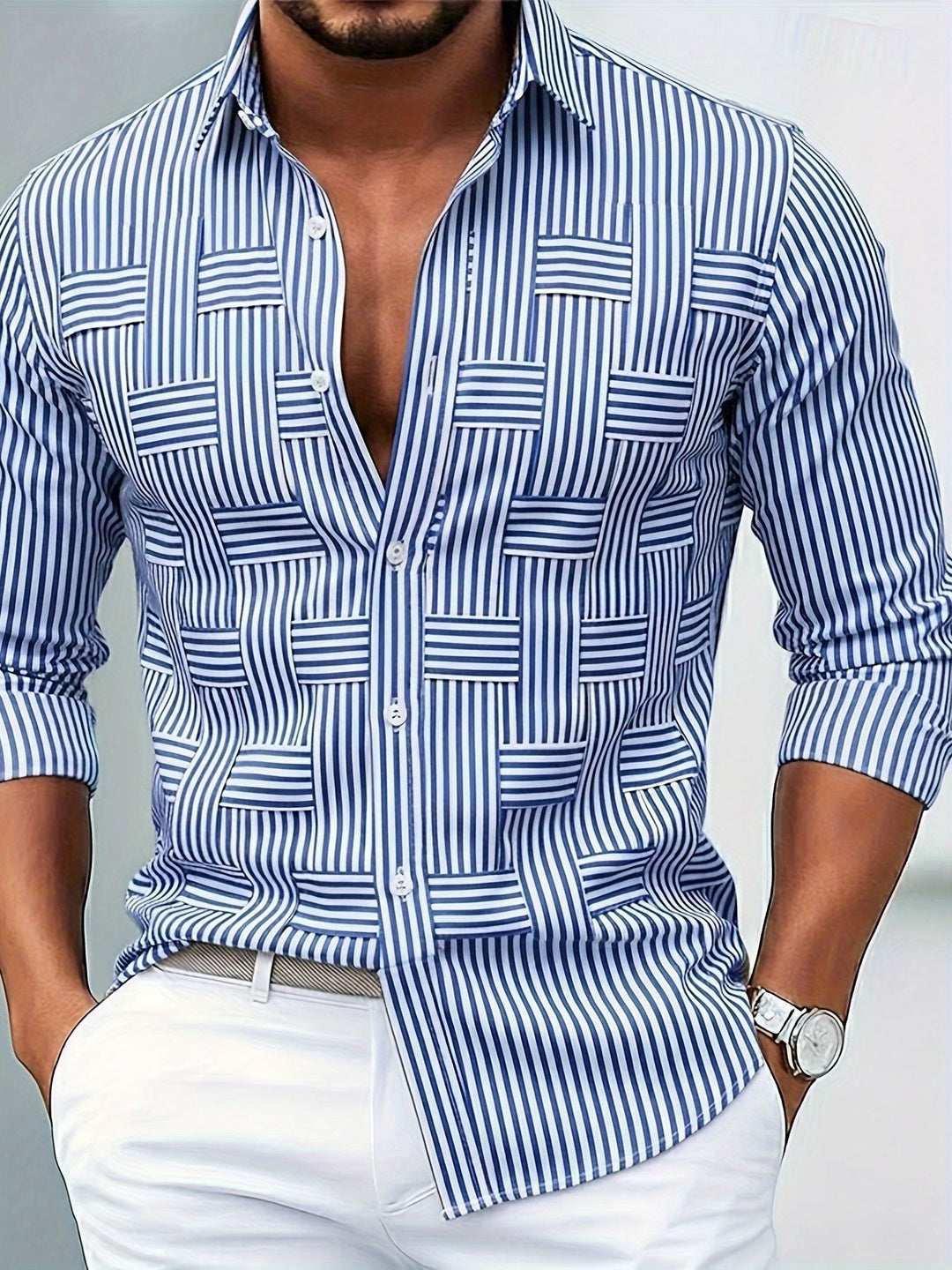 Alverton - Camisa a rayas de manga larga con efecto lavado vintage