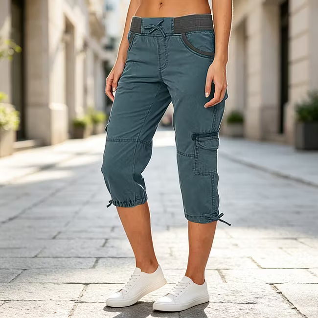 Astrelia - Pantalón cargo capri de estilo utilitario