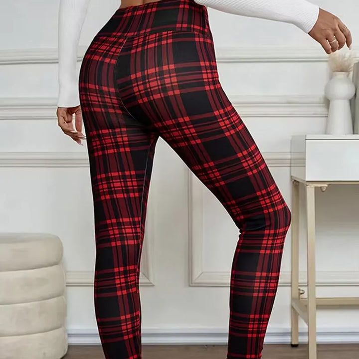 Estelyn - Leggings elásticos de cuadros clásicos