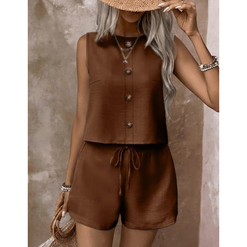Abilene - Conjunto texturizado de top y shorts