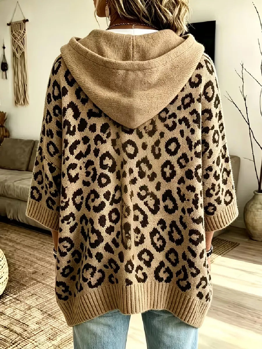 Jocasta - Sudadera de punto oversize con estampado de leopardo