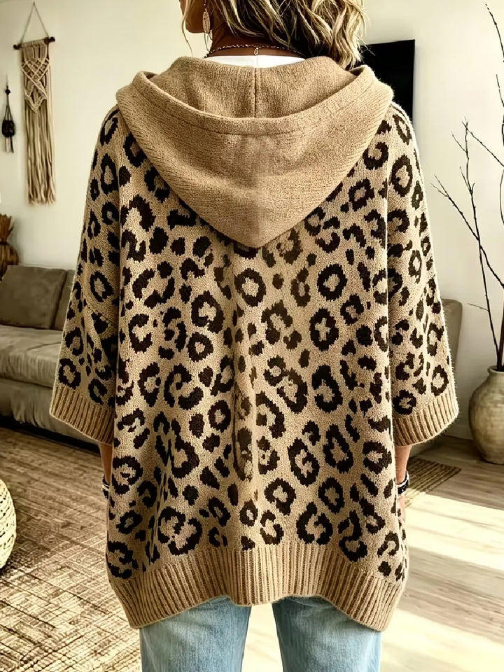 Jocasta - Sudadera de punto oversize con estampado de leopardo