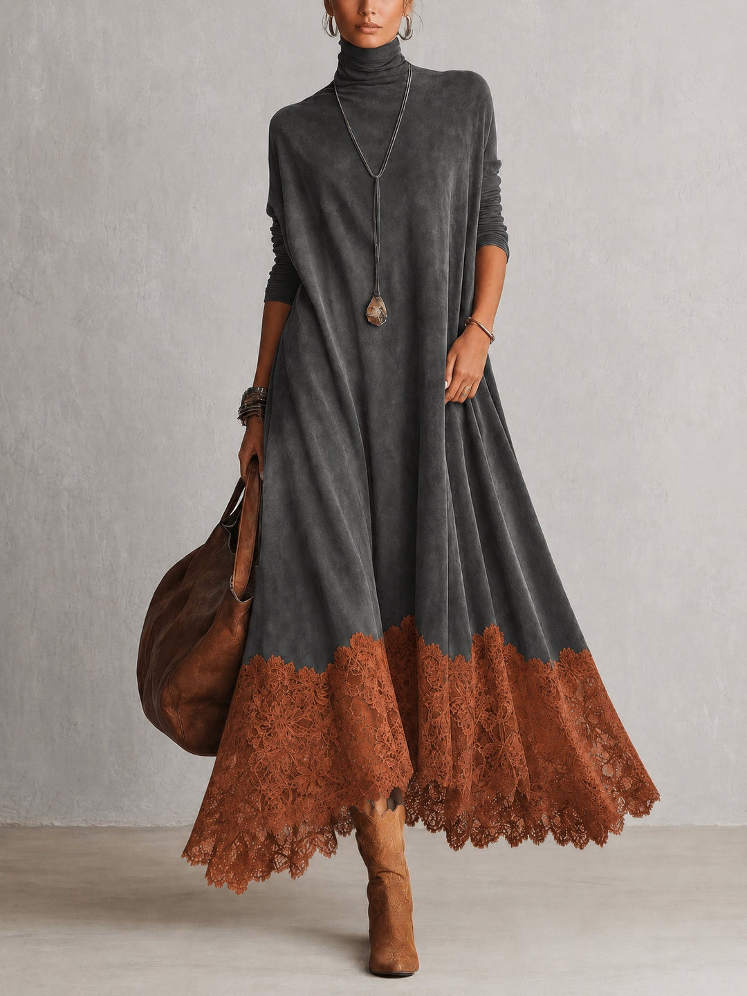 Lavina - Vestido maxi de corte evasé de tacto suave