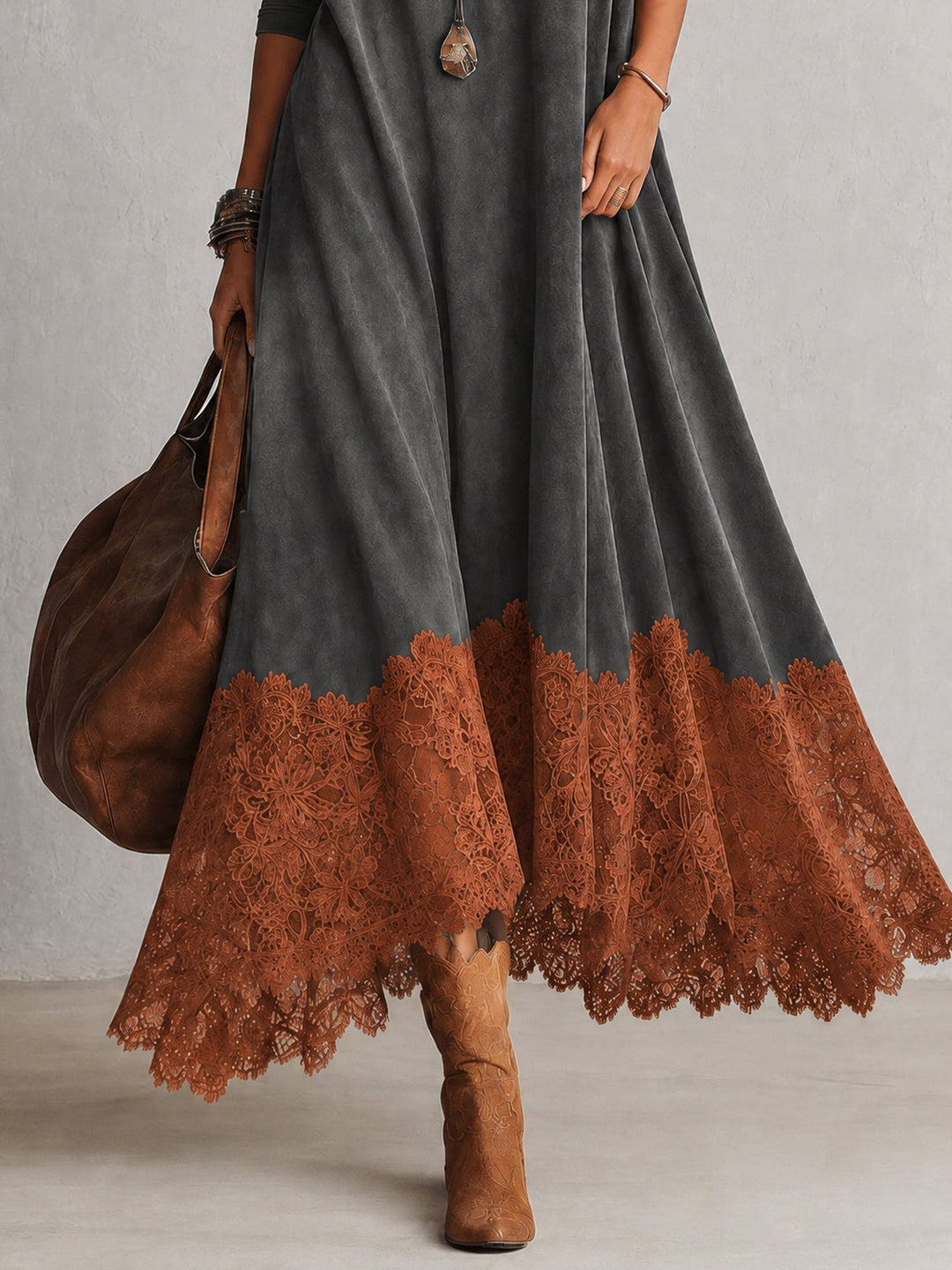 Lavina - Vestido maxi de corte evasé de tacto suave