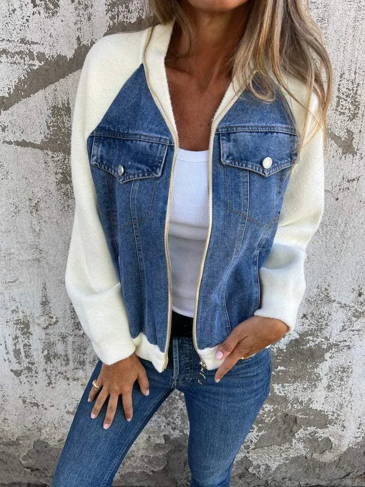 Alinique - Cazadora bomber de denim suave