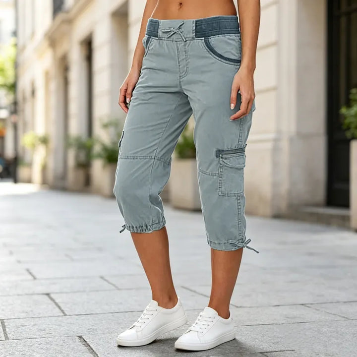 Astrelia - Pantalón cargo capri de estilo utilitario