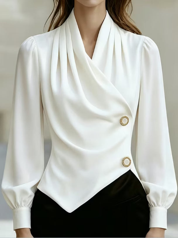 Ximena - Blusa de satén con drapeado elegante