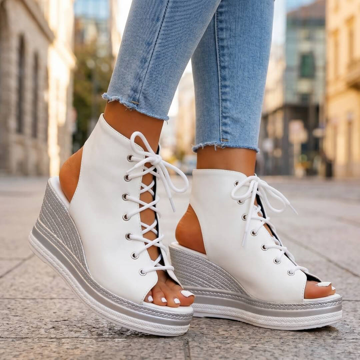 Layla - Sandalias de cuña altas con cordones