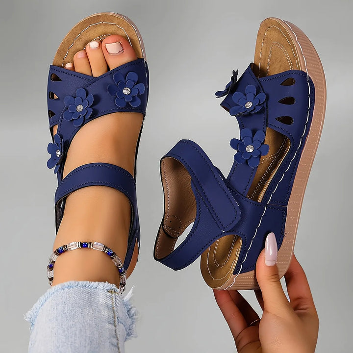 Fiorelia - Sandalias de cuña florales cómodas