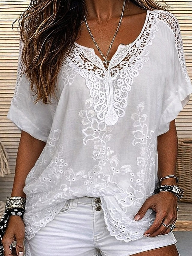 Ember - Blusa de encaje bordado con escote en V