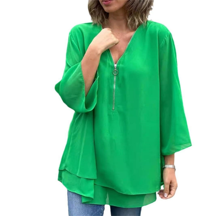 Brinavelle - Blusa túnica de gasa fluida