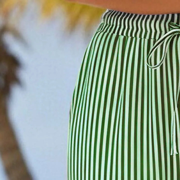 Roselina - Pantalón capri de rayas con cintura ajustable