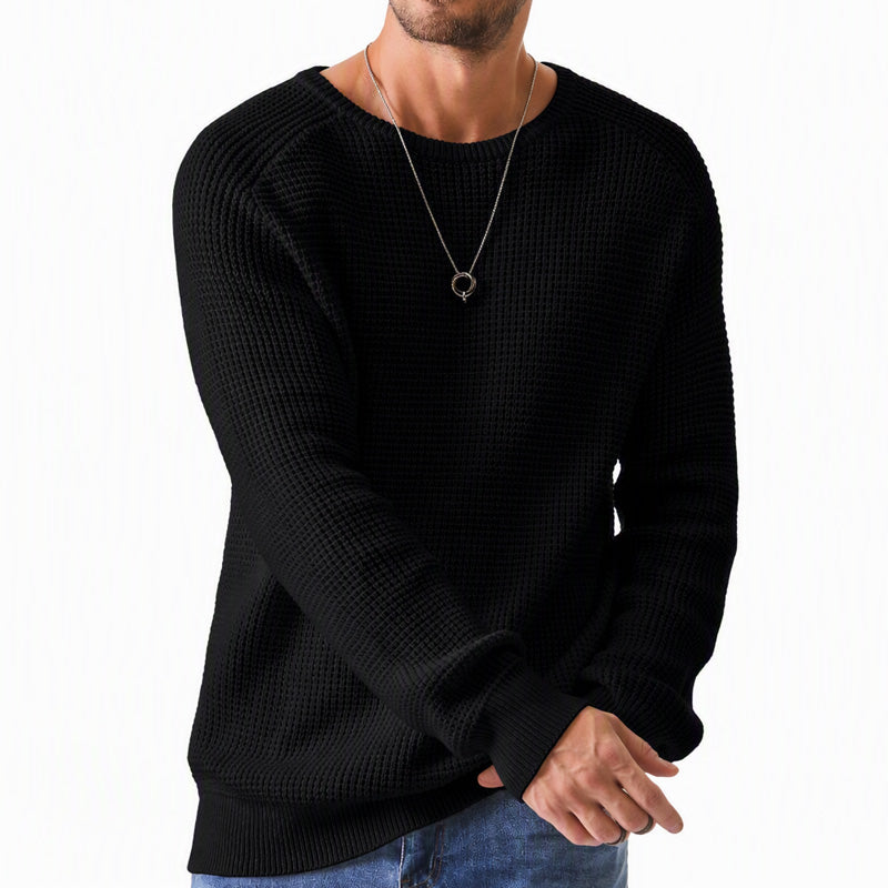 Isric - Jersey de punto texturizado con cuello redondo