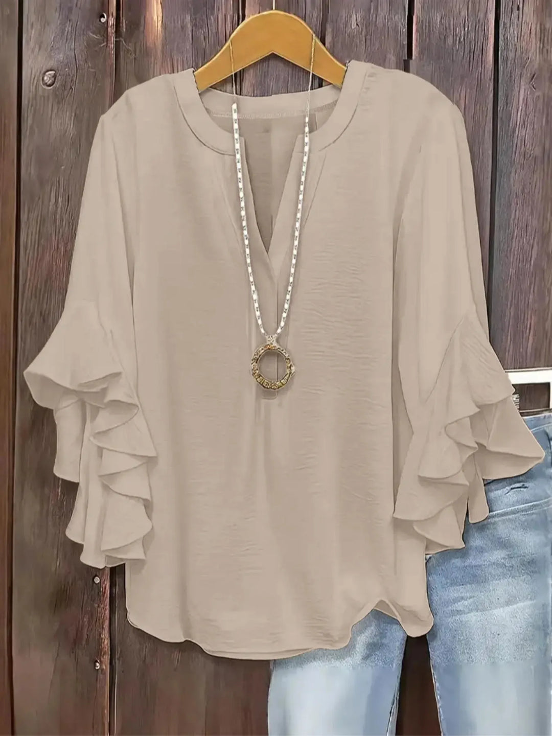 Norabelle - Blusa elegante con mangas fruncidas