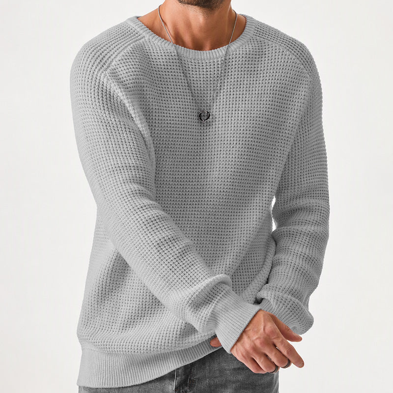 Isric - Jersey de punto texturizado con cuello redondo