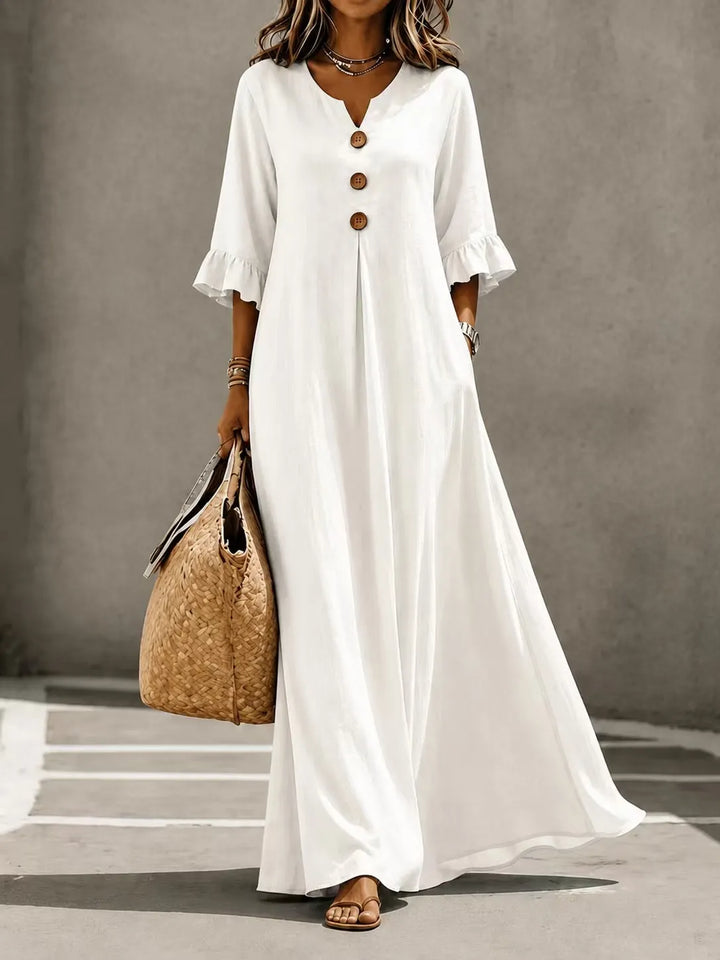 Vesperelle - Vestido largo con escote en V y suave al tacto