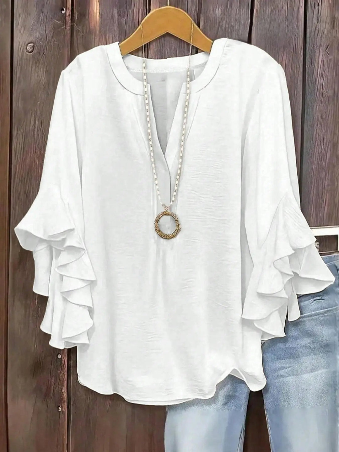Norabelle - Blusa elegante con mangas fruncidas
