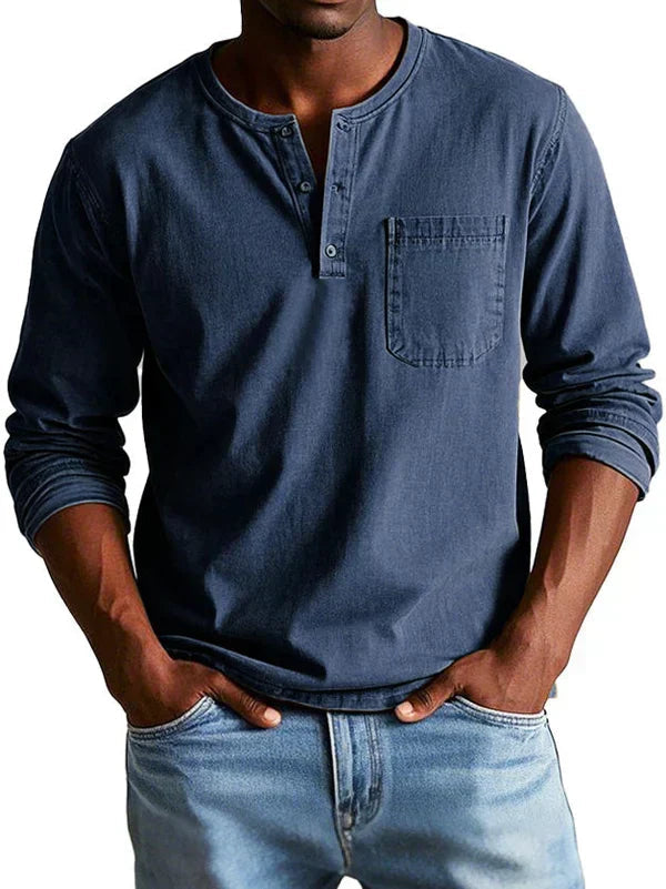 Emmett - Camiseta Henley de tacto suave