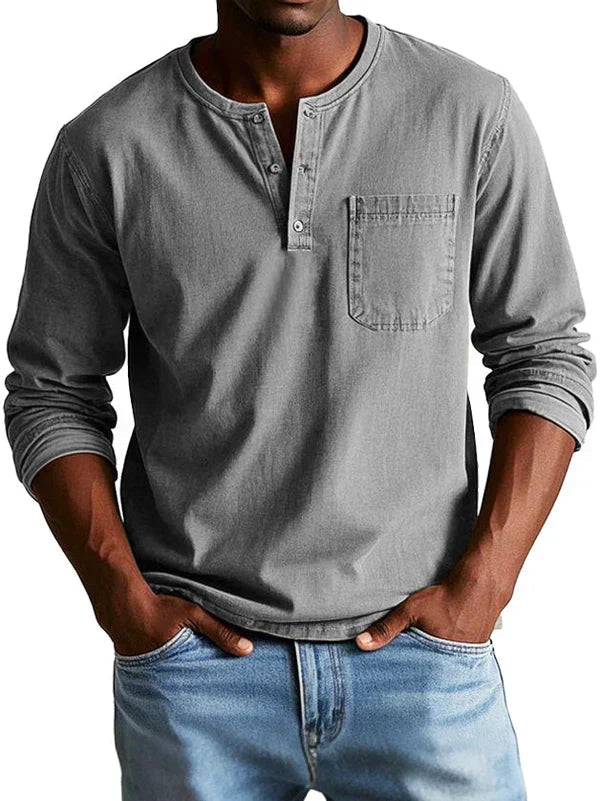 Emmett - Camiseta Henley de tacto suave