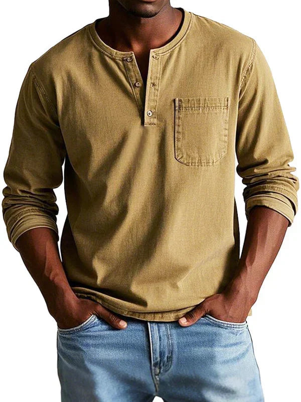 Emmett - Camiseta Henley de tacto suave