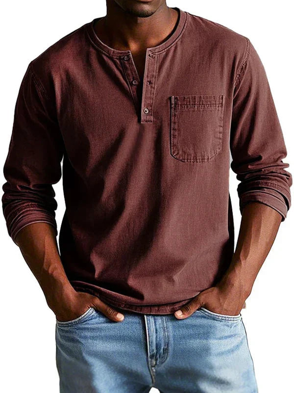 Emmett - Camiseta Henley de tacto suave