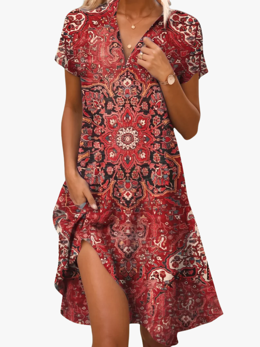 Leorine - Vestido midi floral de tacto suave