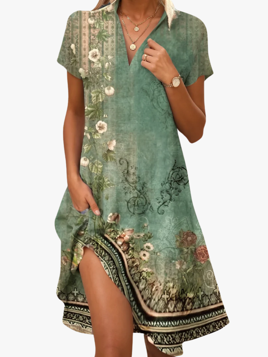 Leorine - Vestido midi floral de tacto suave