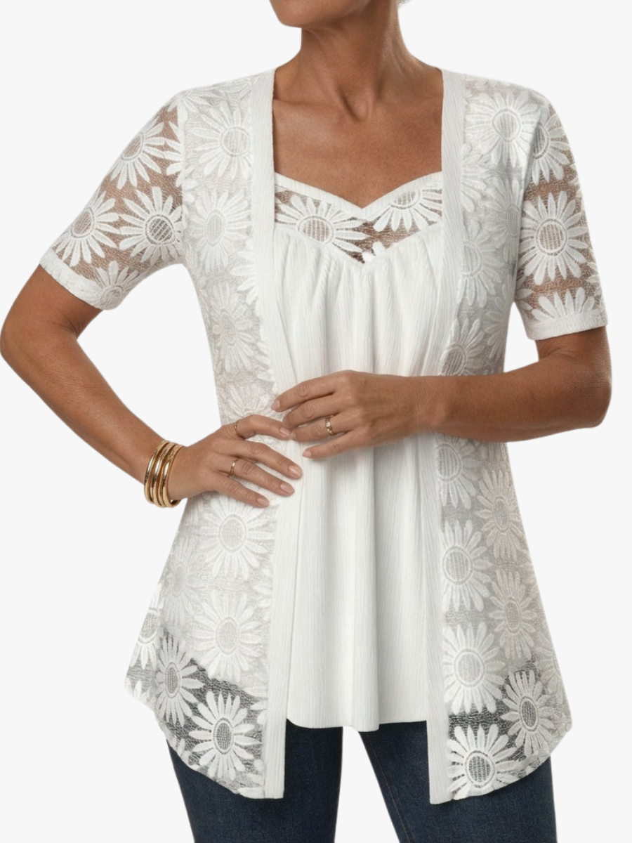 Lucette - Blusa elegante con detalles de encaje