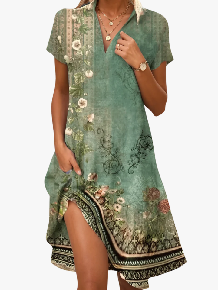 Leorine - Vestido midi floral de tacto suave