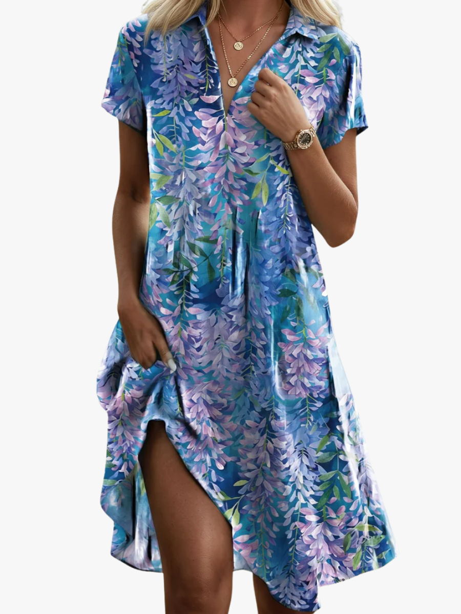 Leorine - Vestido midi floral de tacto suave